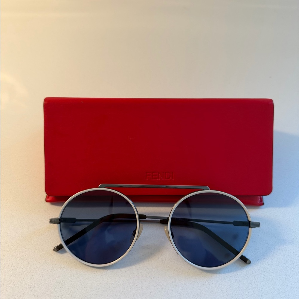 Fendi Charcoal Silver Round Sunglasses
